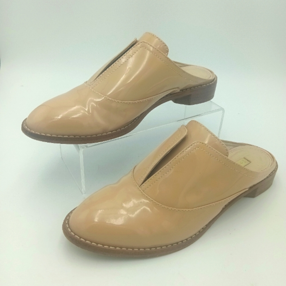 Louise Et Cie Freyda Beige Patent Leather Round Toe Slip On Mule Womens Flats 6M
